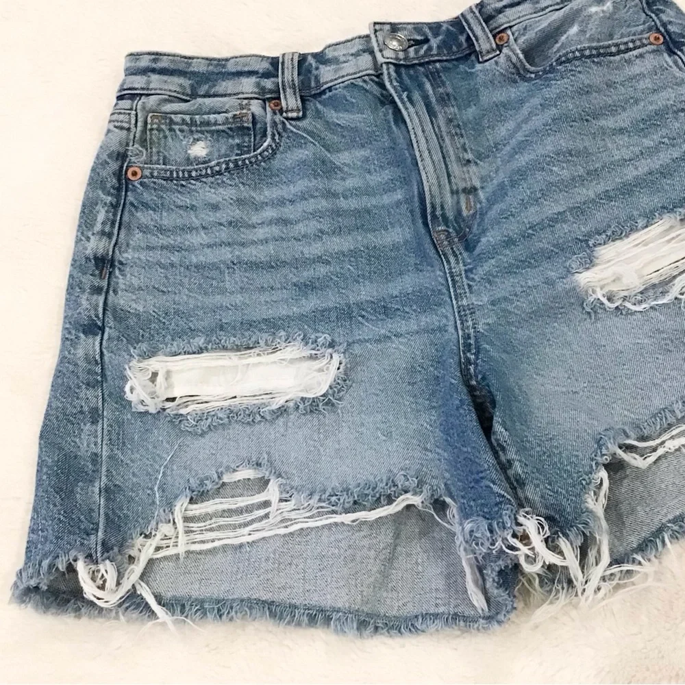 American Eagle 4 Baggy Mom Denim Shorts High Rise Women’s Distressed 2022